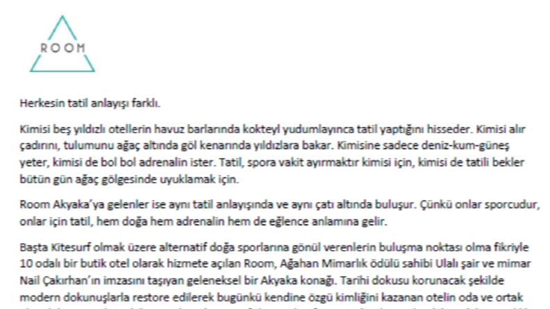 Room Otel ~ Hakkımızda 