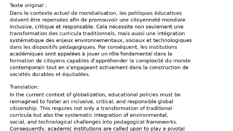 Academic Translation – French into English (Sample) 