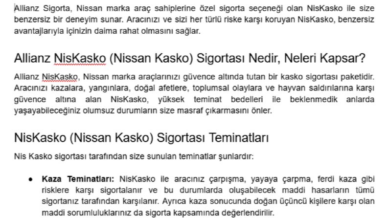 ALLIANZ SİGORTA WEB SİTESİ İÇERİĞİ