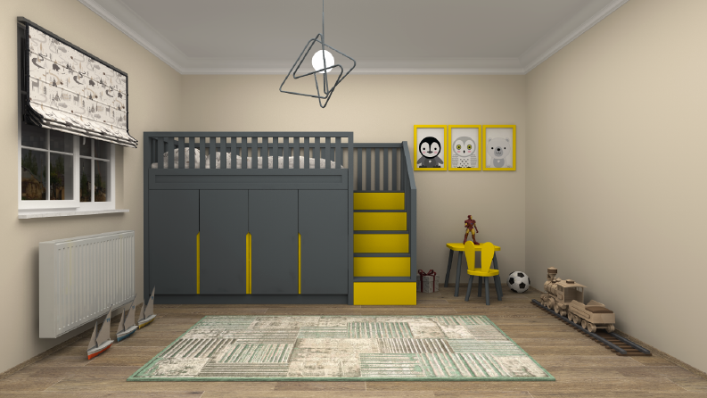 3D Modern Çocuk Odası Çizim ve Tasarımı
