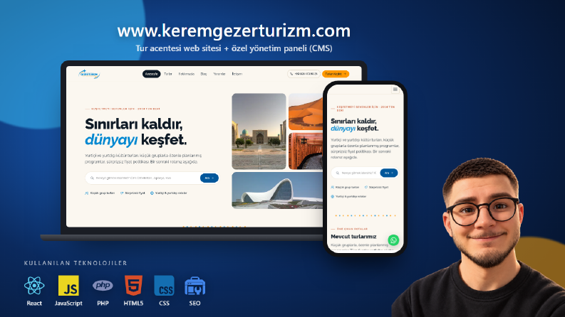 Keremgezer Turizm - Tur Acentesi Sitesi ve Yönetim Paneli