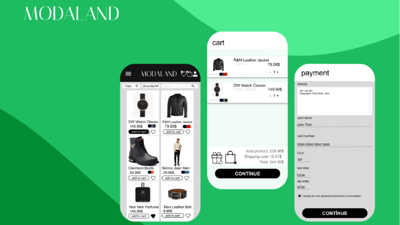 ModaLand Mobil Uygulama Arayüz Tasarımı