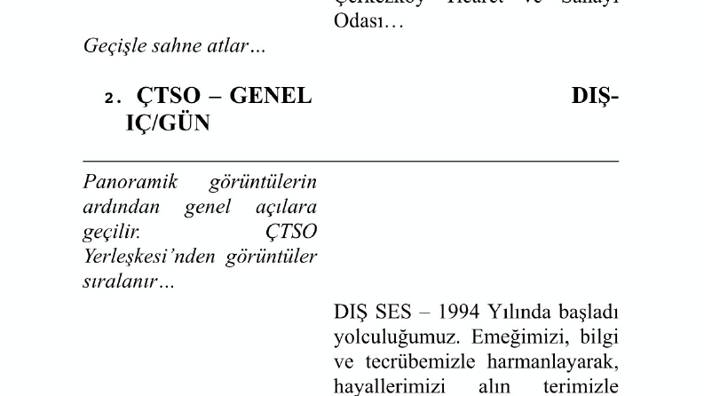  ÇERKEZKÖY TİCARET VE SANAYİ ODASI TANITIM FİLMİ SENARYOSU  