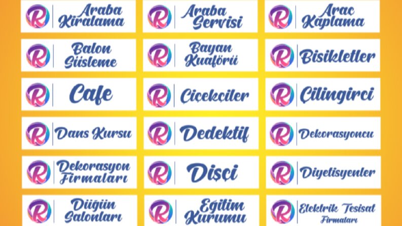 Reklam hizmeti verdiğimiz kategori listesi