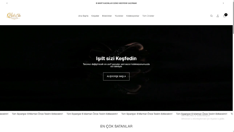 Takı Markasına Özel Satış Odaklı Shopify Mağaza Kurulumu