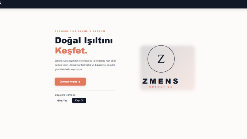 Zmens Cosmetics E Ticaret sitesi 