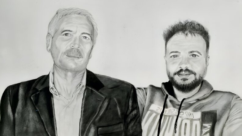 İki Kişilik Karakalem Portre