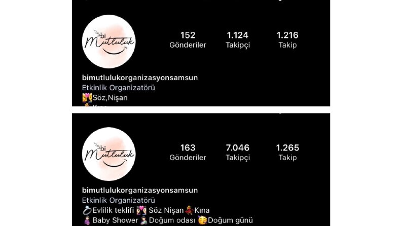 Gerçek takipçi aktarımı öncesi ve sonrası