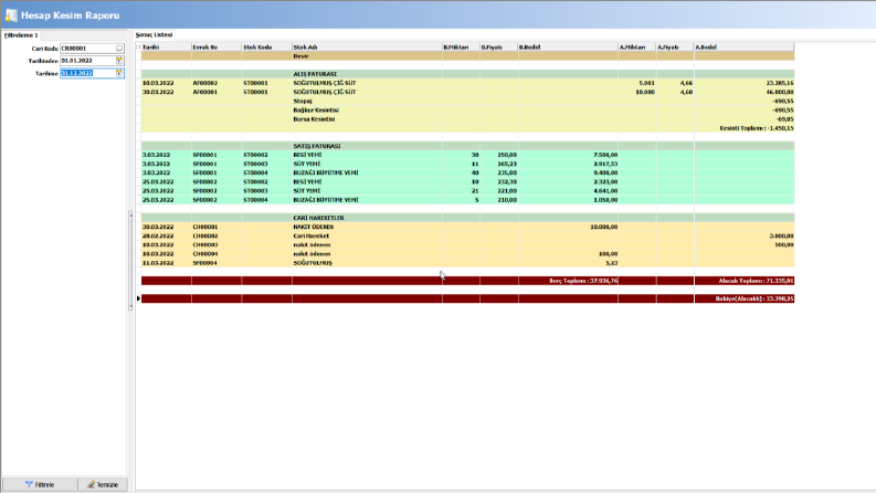 Akınsoft Wolvox ERP Hesap Kesim Raporu