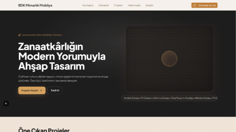 Premium Mobilya Web Sitesi Tasarımı (Özel UI/UX)
