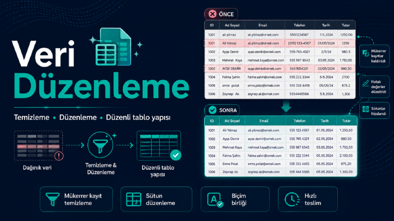 Excel Veri Düzenleme ve Kontrol Çalışması