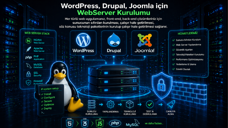 WordPress, Drupal, Joomla için WebServer Kurulumu