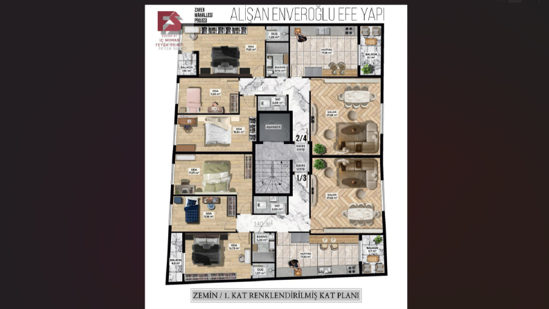 3D RENKLİ KAT PLANLARIM