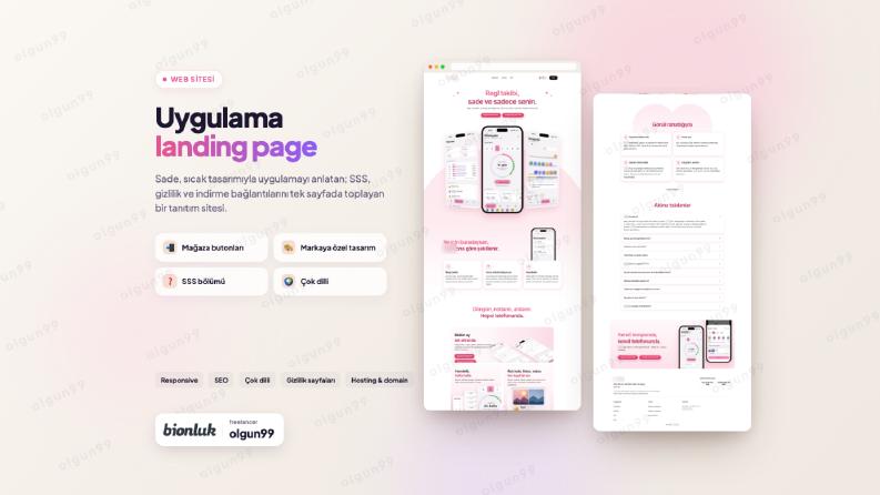 Uygulama Landing Page – Sade ve Markaya Özel Tasarım