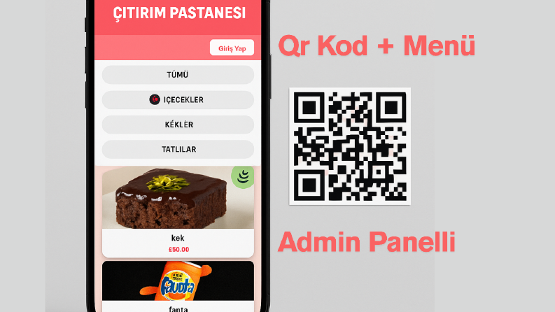 Qr kod ,menü ve admin panel 
