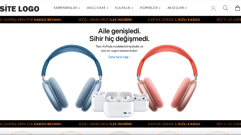 Teknoloji site tasarımı - Anahtar Teslim E-ticaret Sitesi