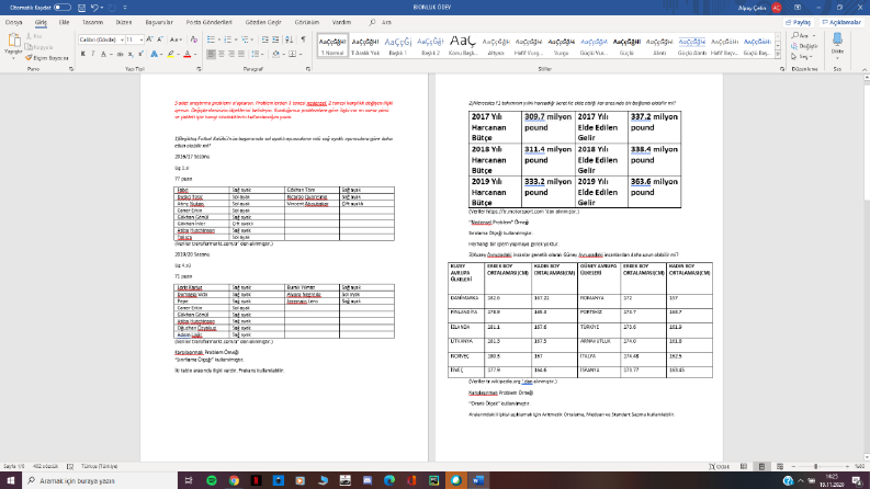 İstatistik Proje Ödevi