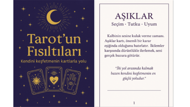 Tarot Temalı Kitap - Kapak ve İç Sayfa Mizanpaj Tasarımı