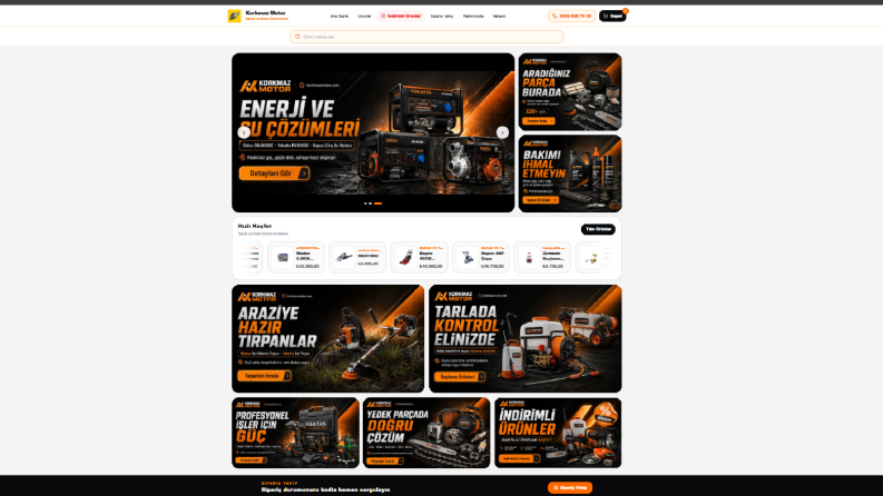 Korkmaz Motor - Özel E-Ticaret Web Sitesi