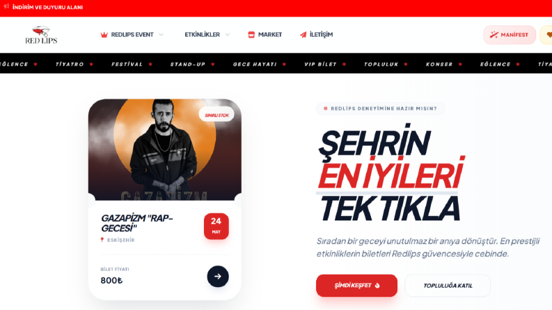 Redlips Event Bilet Satış Ve Organizasyon Yönetimi