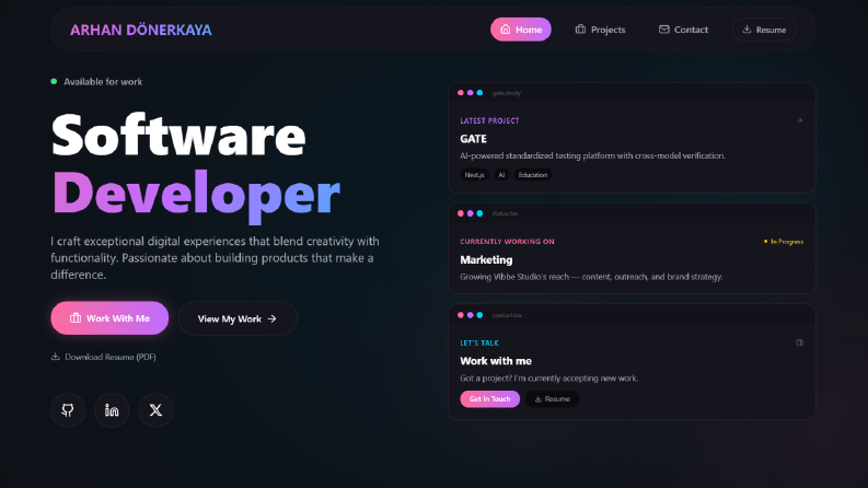 arhandky.dev - Portfolyo Websitem, Bütün Çalışmalarım