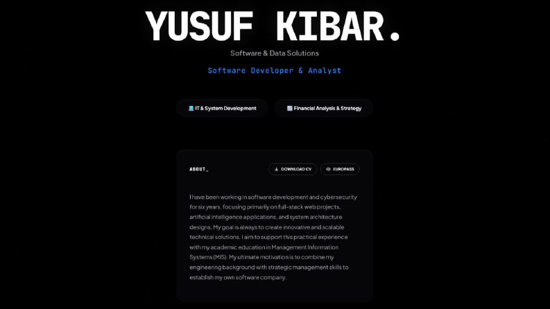 Yusuf Kibar Portfolyo Web Sitesi