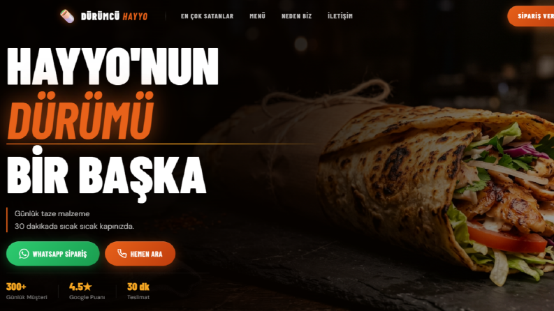 Dürümcü markası için modern ve satış odaklı web sitesi