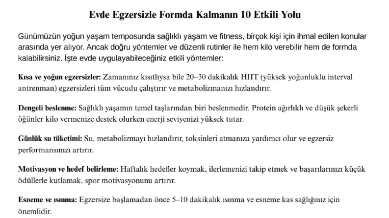 Sağlıklı Yaşam ve Fitness