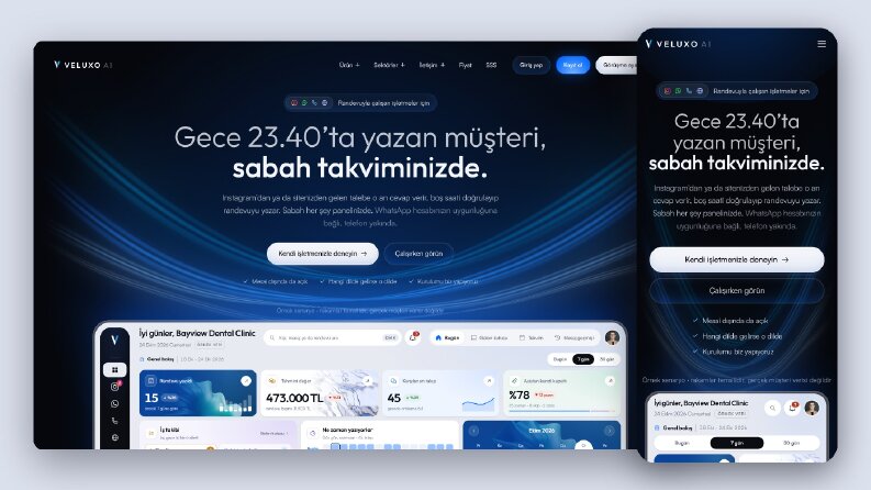 Ürün tanıtım sitesi · Veluxo AI