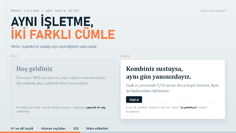 Web Sitesi Ana Sayfa Metni - Önce / Sonra