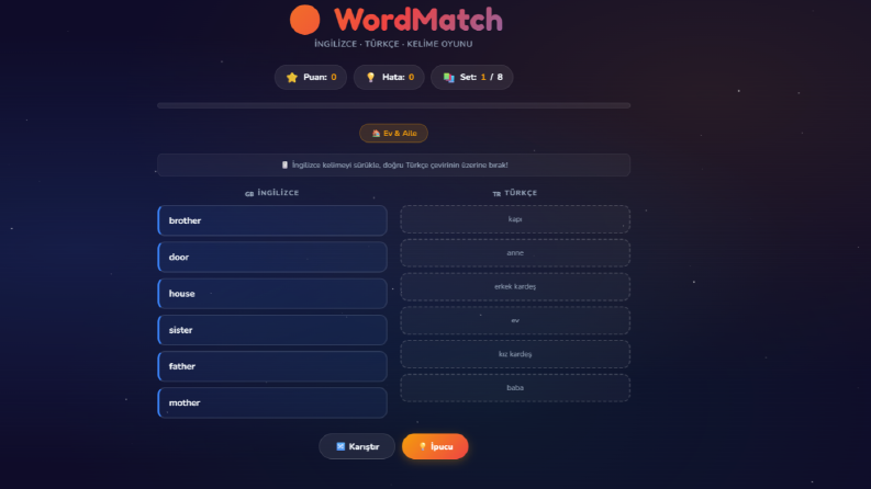 WordMatch — Sürükle, Eşleştir, Öğren
