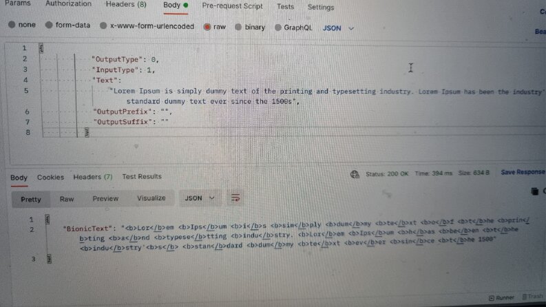 Gelen Html'i Bionic Okumaya Çeviren Api Yapılması