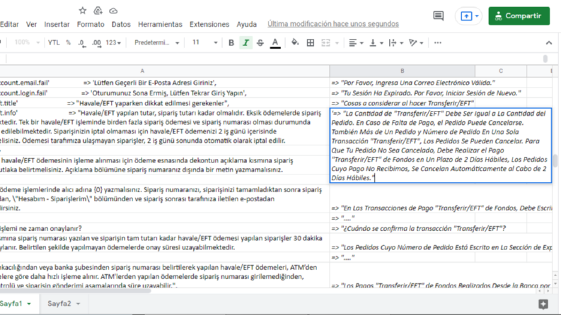 Web sitesine eklediğim İspanyolca dil desteği (Tekstil) 2