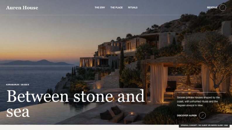 Auren House - Premium Otel Web Deneyimi Konsepti