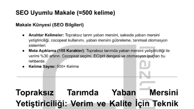 Topraksız  Tarımda Yaban Mersini  Yetiştiriciliği