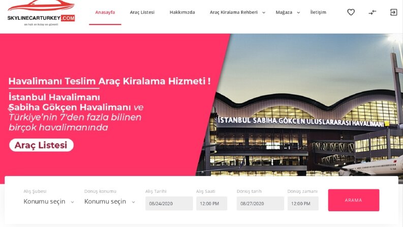 Araç Kiralama Wordpress Tabanlı, Rezervasyon, Shop, Yandex