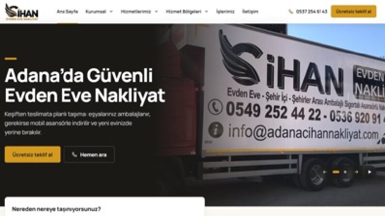 Adana Cihan Nakliyat | Kurumsal Web Tasarım ve Yazılım
