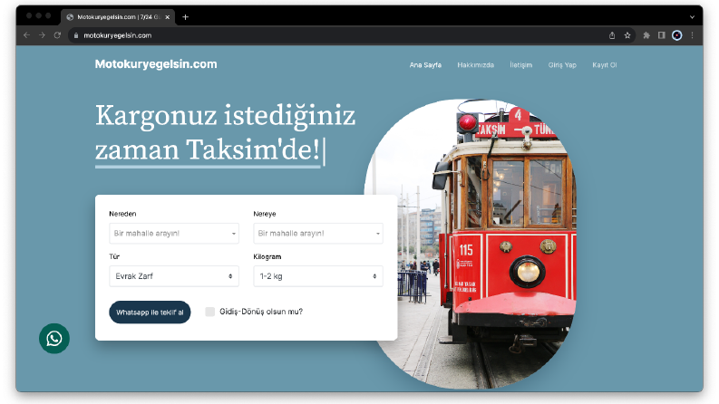 www.motokuryegelsin.com | İstanbul İçi Hızlı Kurye Websitesi