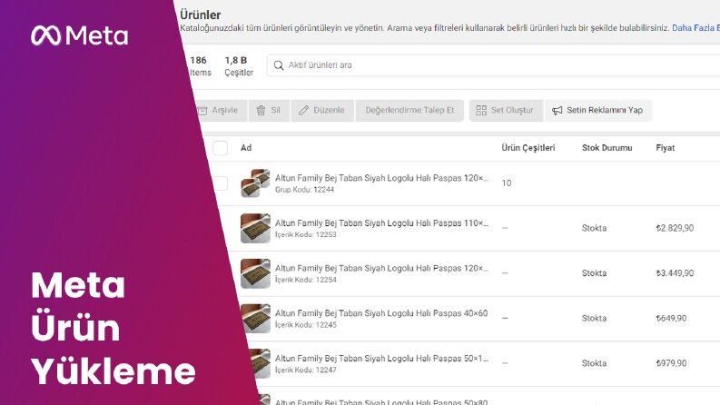Paspas ürünleri XML ile Meta E-Ticaret'e eklendi