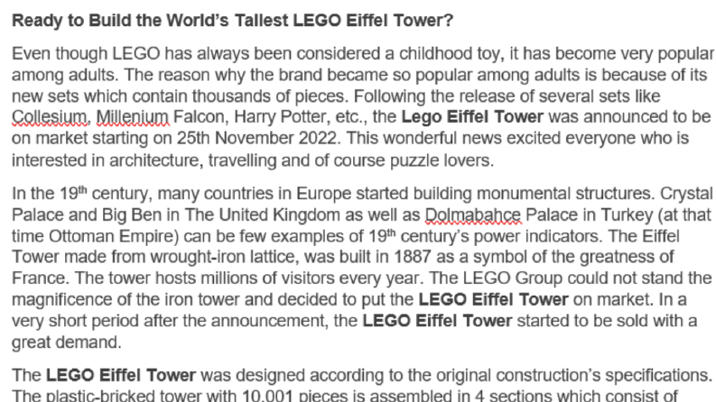Lego Eiffel Tower