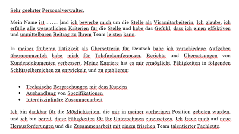 Almanca Niyet Mektubu