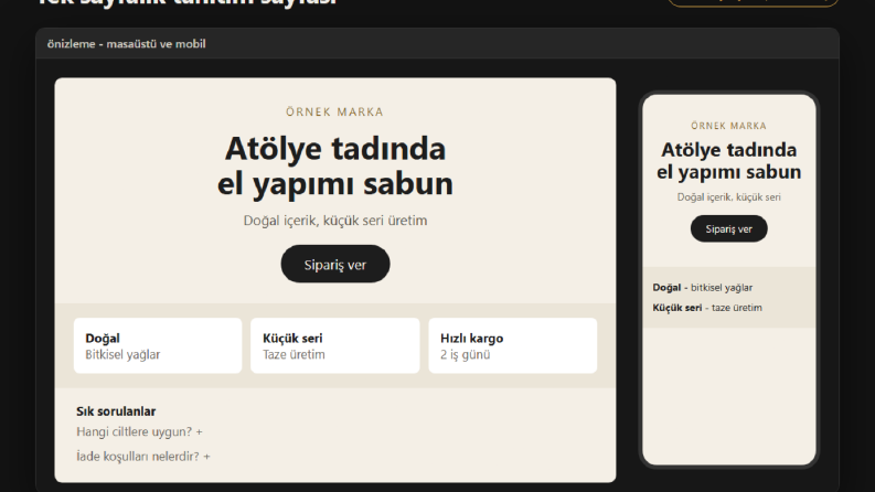 Tek Sayfalık Tanıtım Sayfası (Örnek Çalışma)