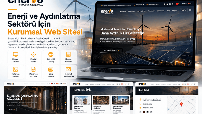 Enerva – PHP Tabanlı Çok Dilli Kurumsal Web Sitesi