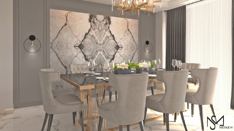 3D İç Mekan ( Yemek Odası ) Tasarım & Render & Video