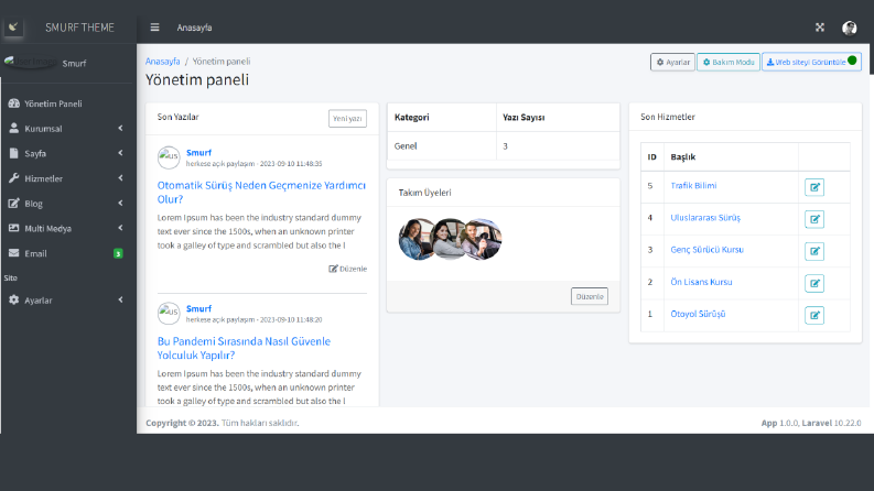 Sürücü Kursu Scripti Laravel 10