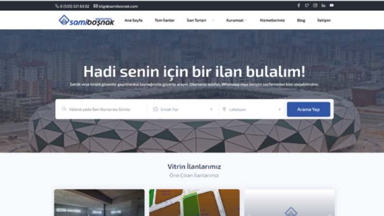 Sami Boşnak Gayrimenkul Web Sitesi — Kurumsal & İlan Yönetim