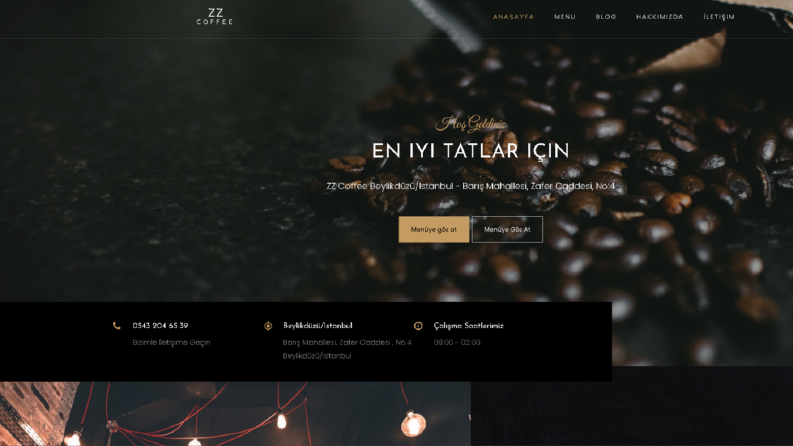 ZZ Coffee Website Tasarımı