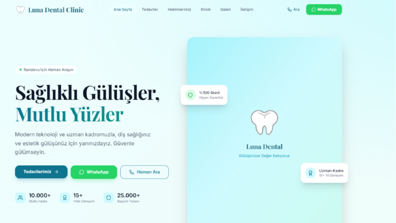 Diş Kliniği Web Sitesi | Randevu Odaklı Tasarım