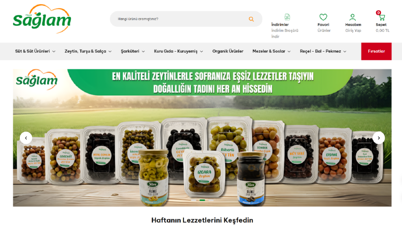 Şarküteri Web sitesine ait ana sayfa alıntısı