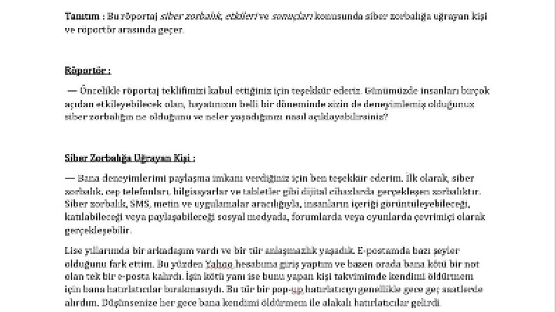 Siber Zorbalığa Uğramış Kişi ile Röportaj